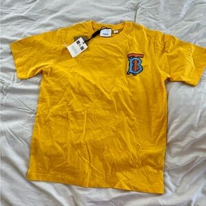 Burberry Yellow Short Sleeve Tee Vibrant Crew Neck